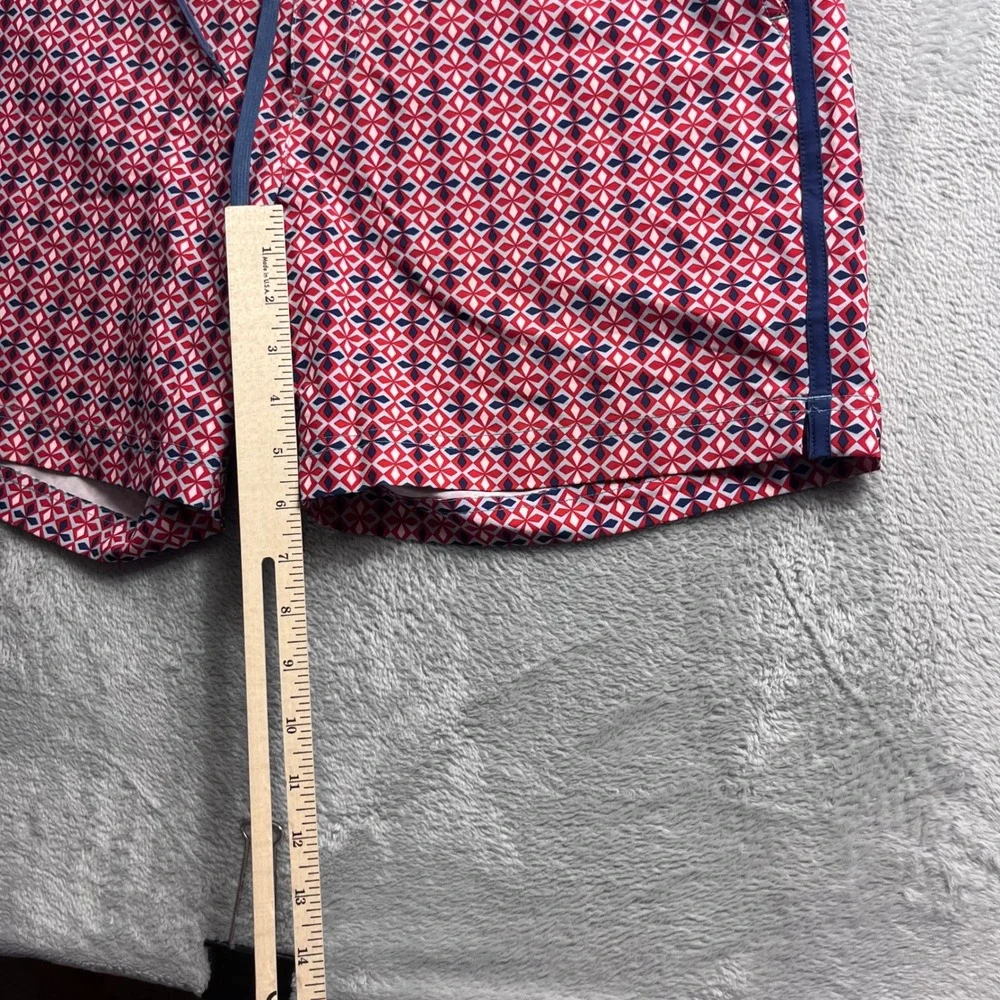 Fair Harbor Mens Swim Trunks Size 33 Red Blue Geometric Diamond Print Shorts